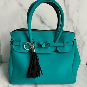 Save My Bag Soft Neoprene Turquoise Blue Satchel Travel Bag
